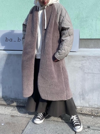 Boa quilting collarless coat