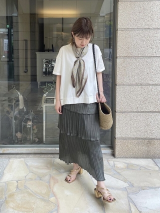 tenjiku cotton sheeting front switching back tulle short sleeve