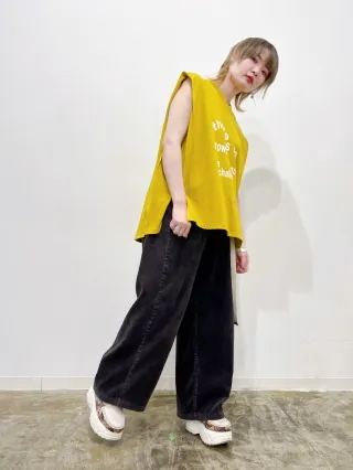 ロゴプリント リメイク風 BOXシルエットカットソー