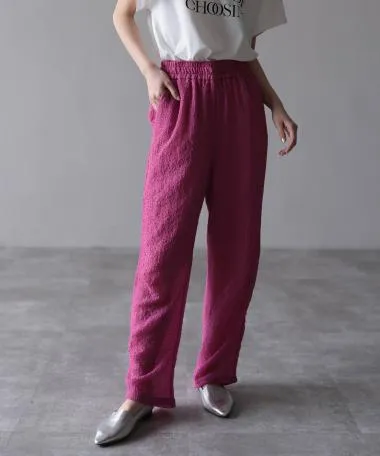 HERENCIA / 【Time sale】Ruched seersucker easy pants