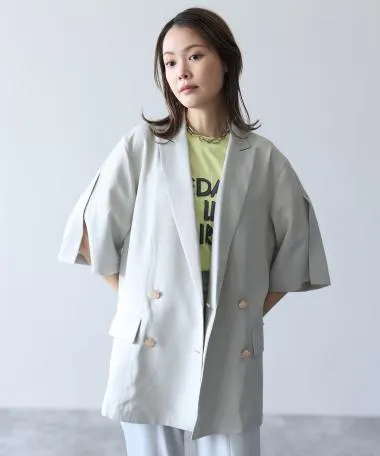 HERENCIA / Sleeve slit double collar jacket