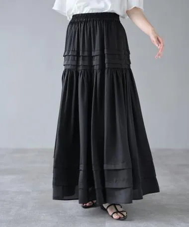 HERENCIA / tucked gathered flare skirt