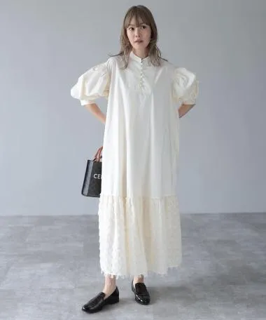 HERENCIA / Hem fringe covered button dress