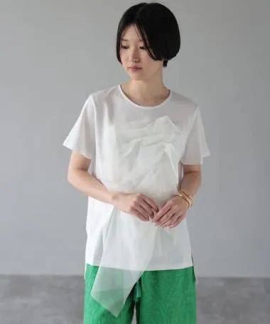 HERENCIA / nuance random gathered tulle Tee