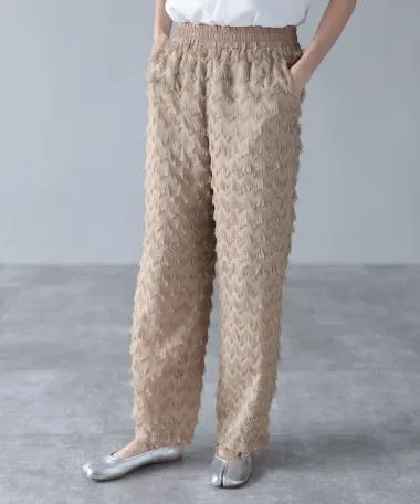 HERENCIA / wave fringe straight pants