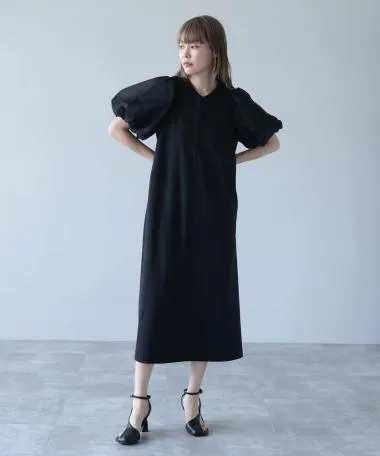 HERENCIA / Organza puff sleeve A-line dress