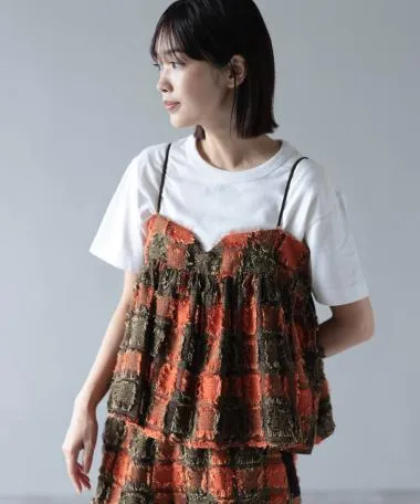 HERENCIA / Fringe check bustier