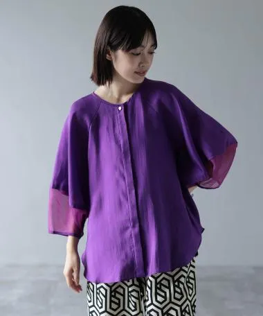 HERENCIA / Raglan sleeve sheer blouse