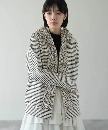 HERENCIA / Deformed border frill hoodie