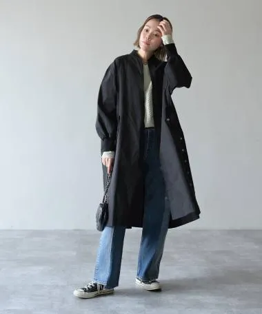 HERENCIA / Rib volume sleeve long coat