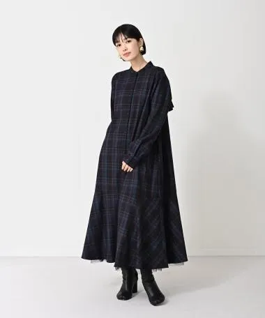 HERENCIA / Check and tulle dress