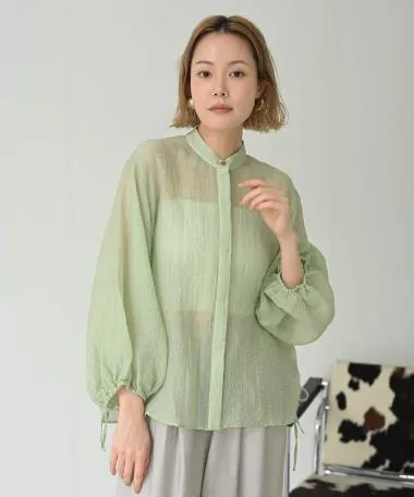 HERENCIA / sheer side gathered blouse