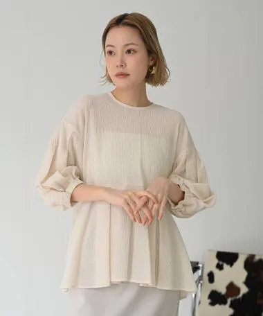 HERENCIA / Balloon sleeve willow peplum blouse